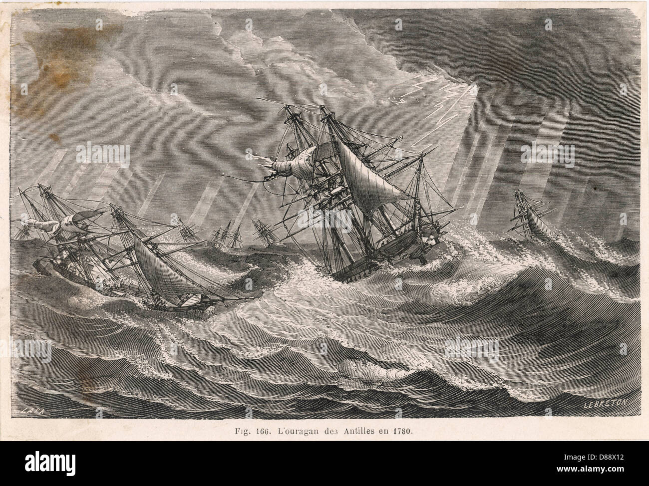 Schiffe in stürmischer See Stockfoto