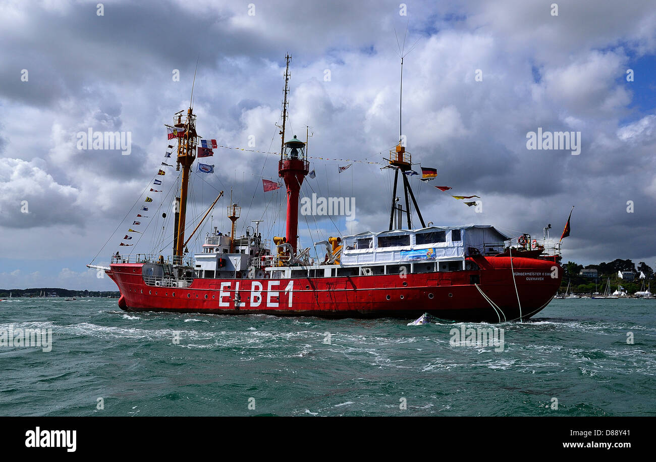 Elbe 1, alten Feuerschiff (Cuxhaven, Deutschland), hier in den Golf von Morbihan (Arradon Hafen) verankert. Stockfoto