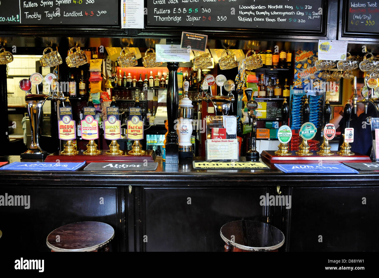 Innenraum der Fat Cat Pub, Norfolk, Norwich, England Stockfoto