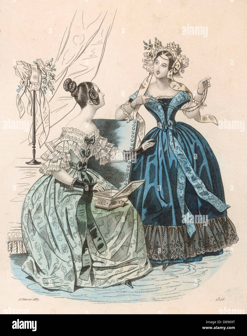 Blaue Kleider 1837 Stockfoto