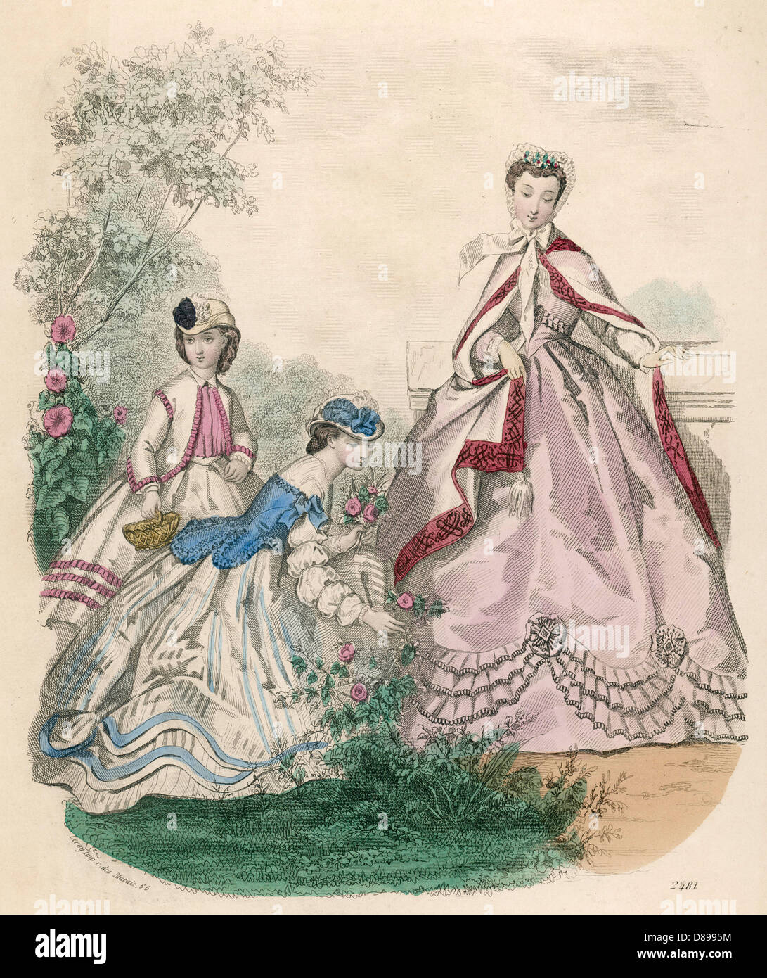 Damen - Mädchen 1865 Stockfoto