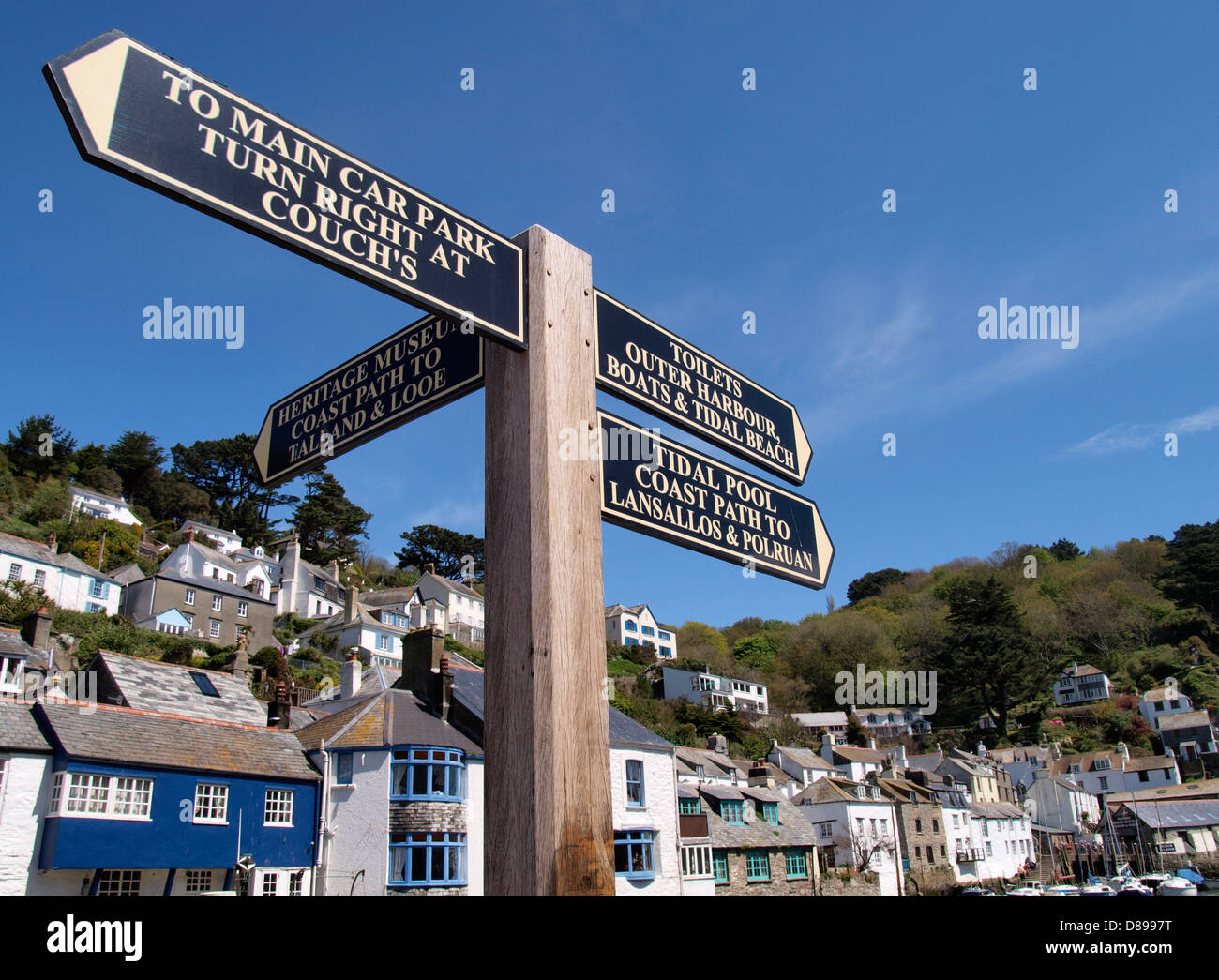 Melden Sie Post, Polperro, Cornwall, UK 2013 Stockfoto