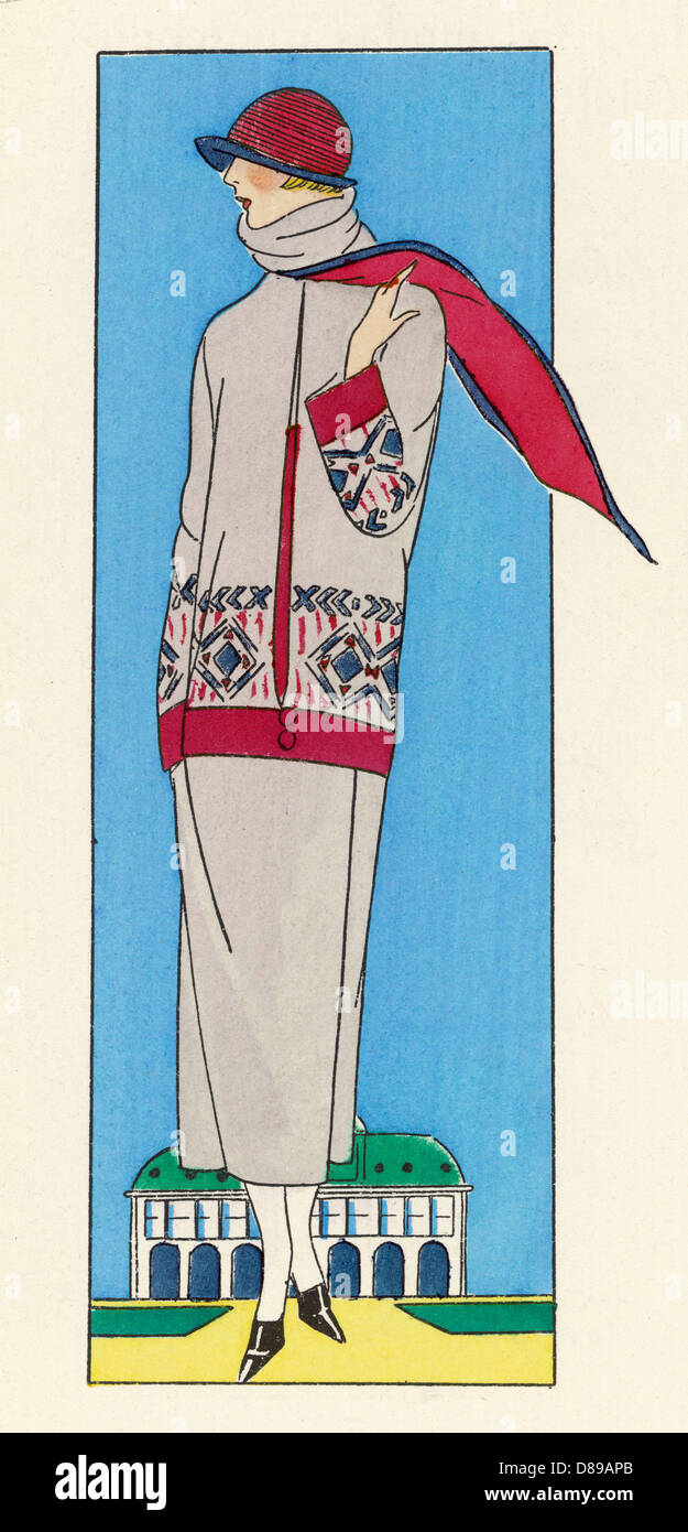 Elegante Dame in Wollkostüm von Jeanne Lanvin Stockfoto