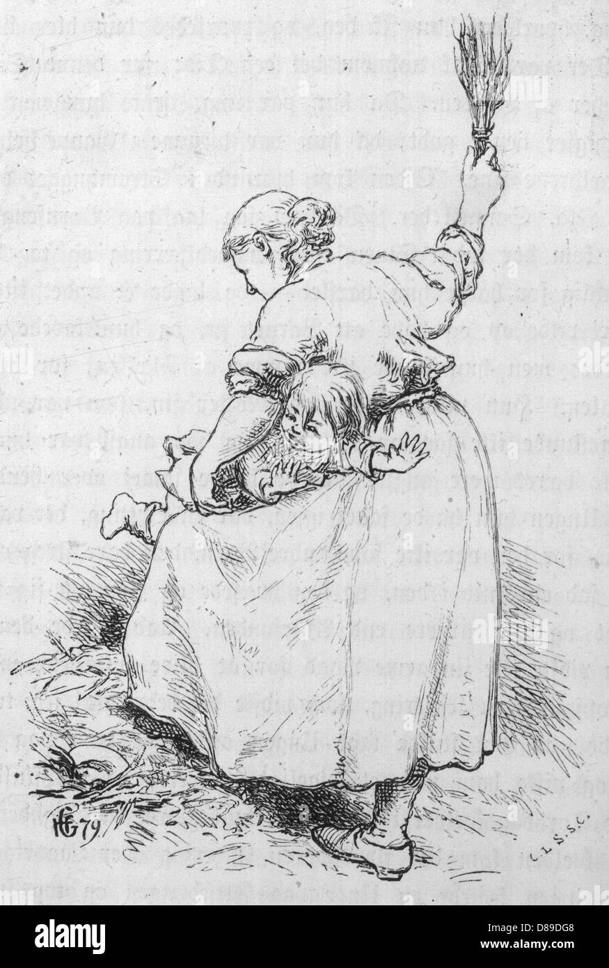 Das Unartige Kind Wurde 1879 Versohlt Stockfoto