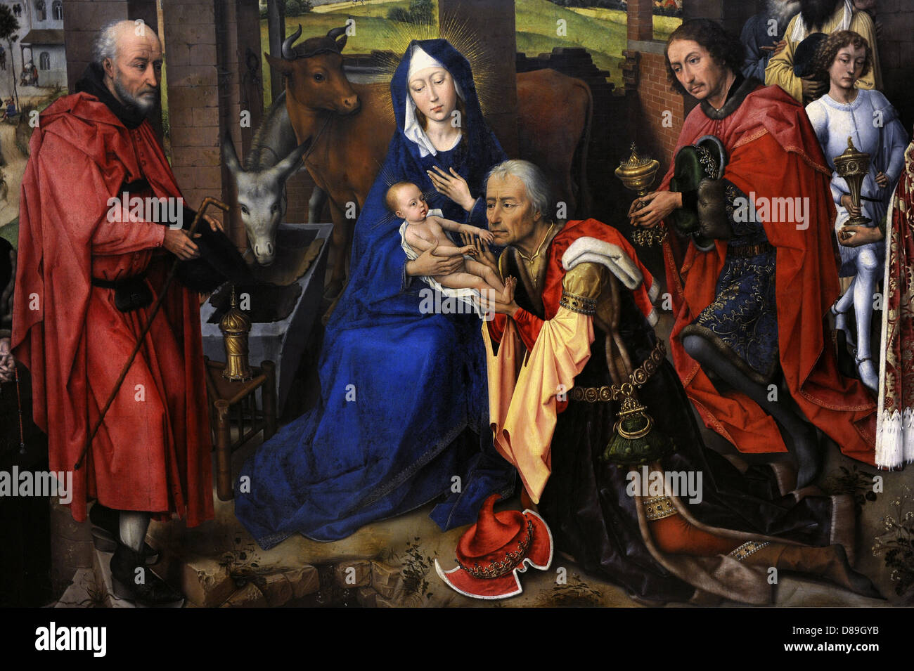 Rogier van der Weyden (1399/1400-1464). Flämischer Maler. St. Columba Altarbild. Mitteltafel: die Anbetung der Heiligen drei Könige. Stockfoto