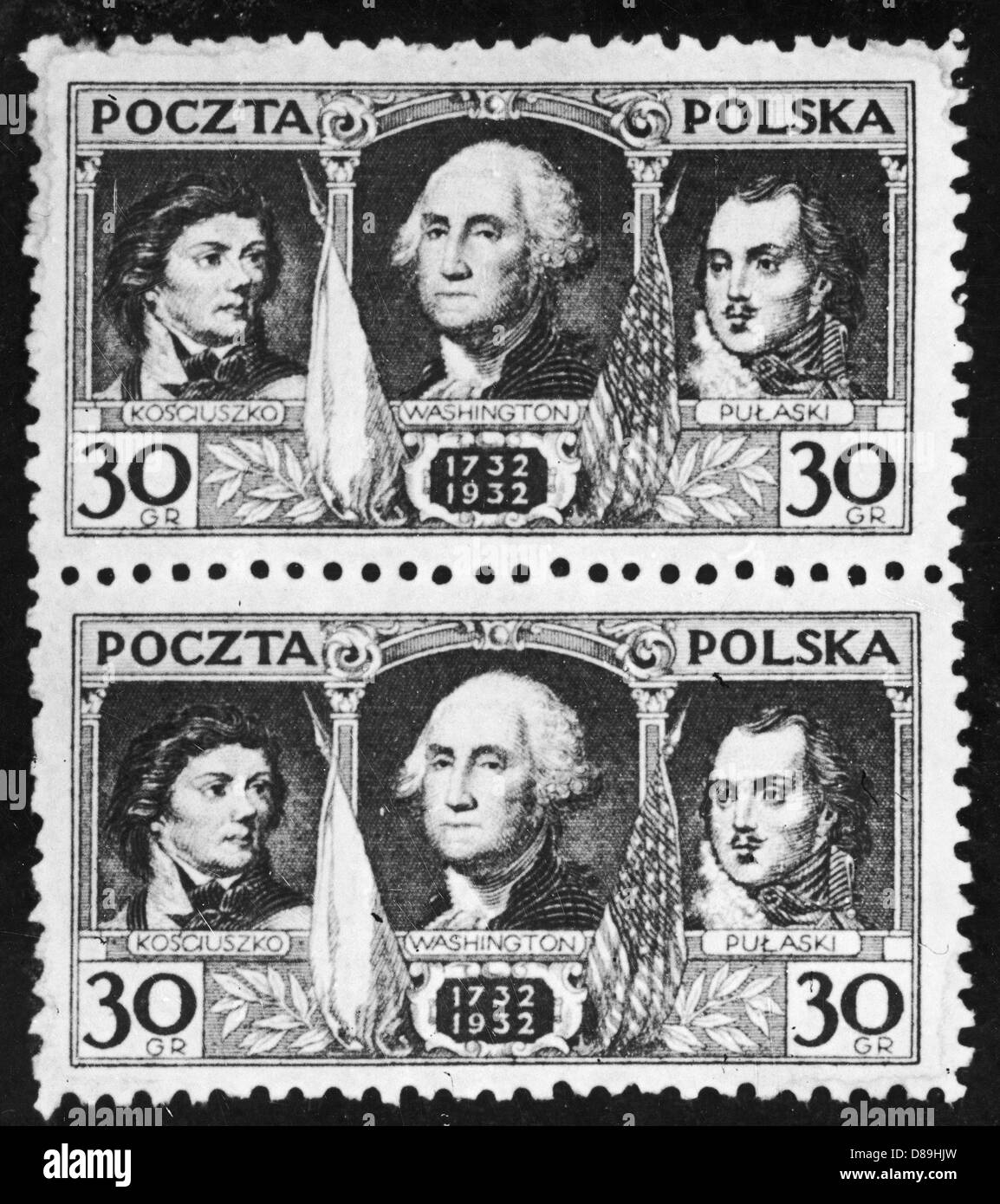 Polnische Briefmarke Washington Stockfoto