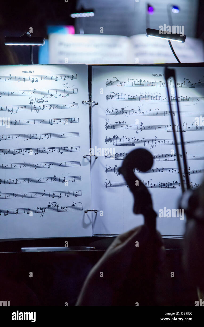 Musik-Partition für Violine Stockfoto