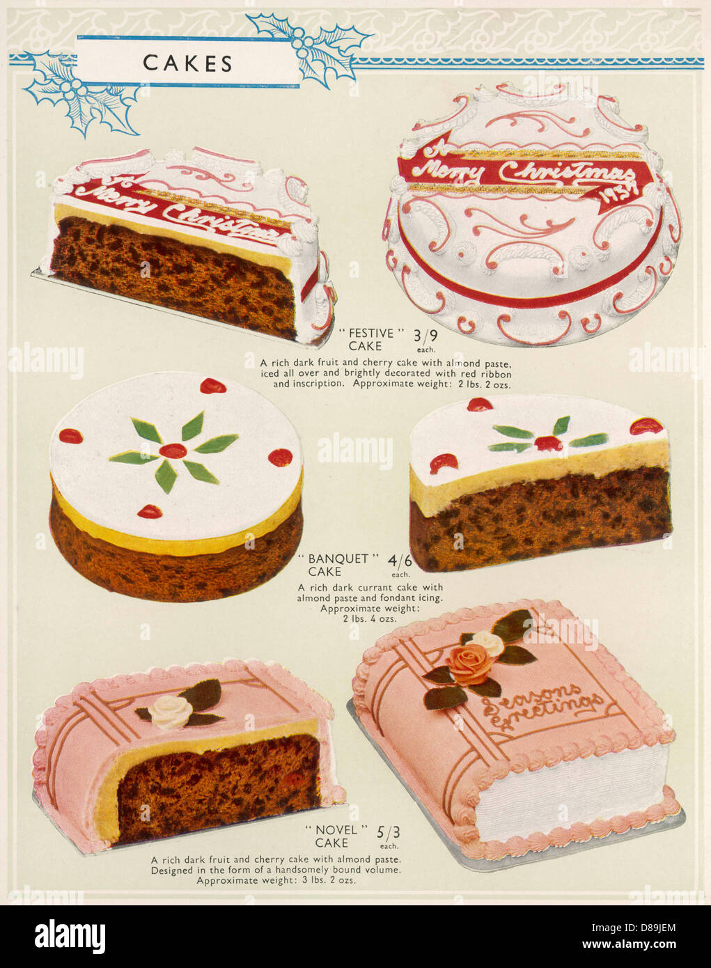 Weihnachtskuchen und andere Torten Stockfoto