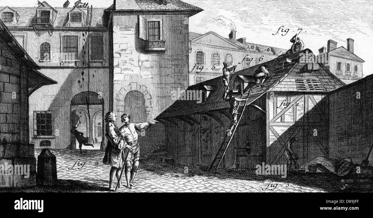 DACHZIEGEL, FRANKREICH Stockfoto