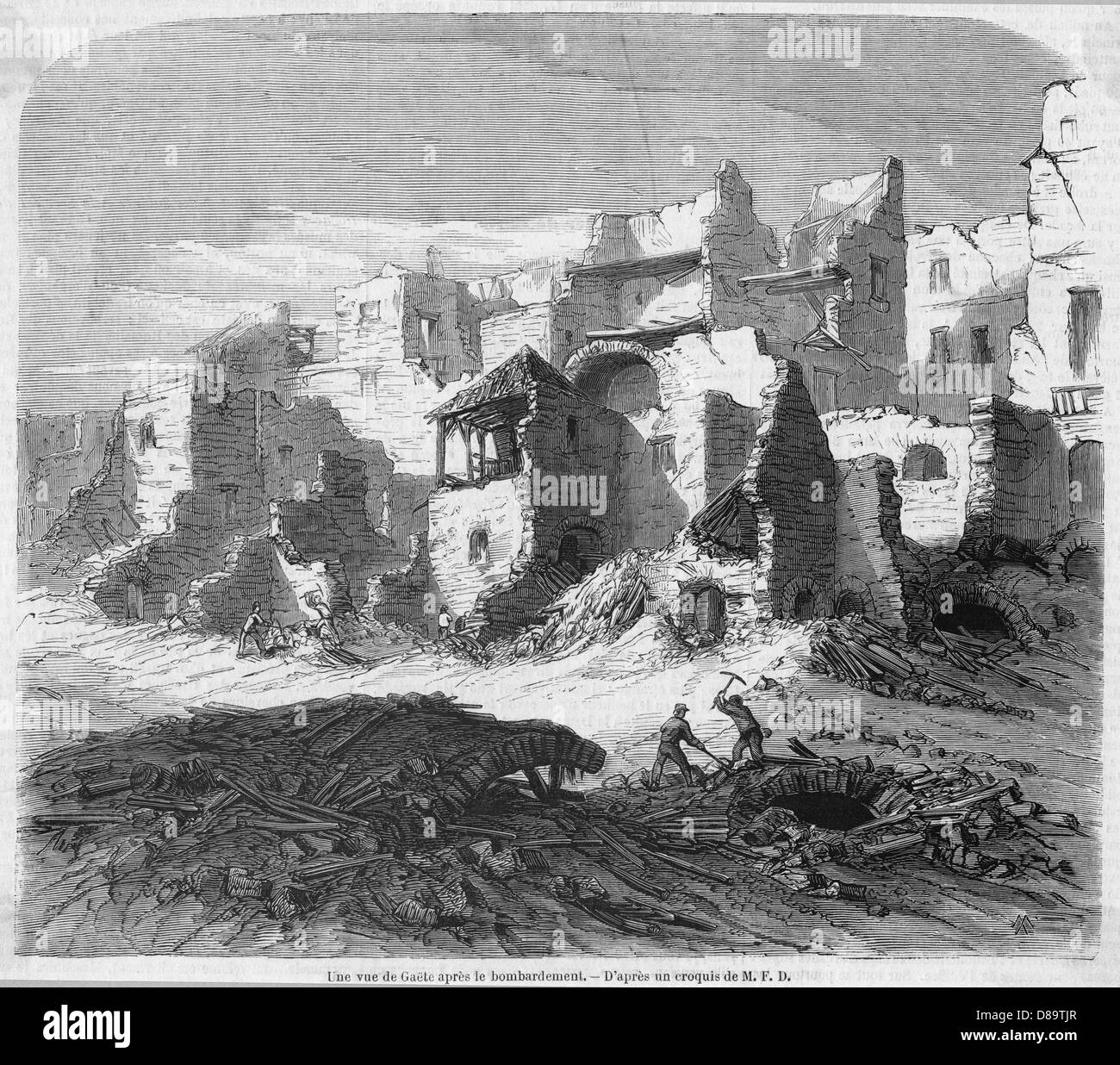 GAETA BOMBARDIERT Stockfoto