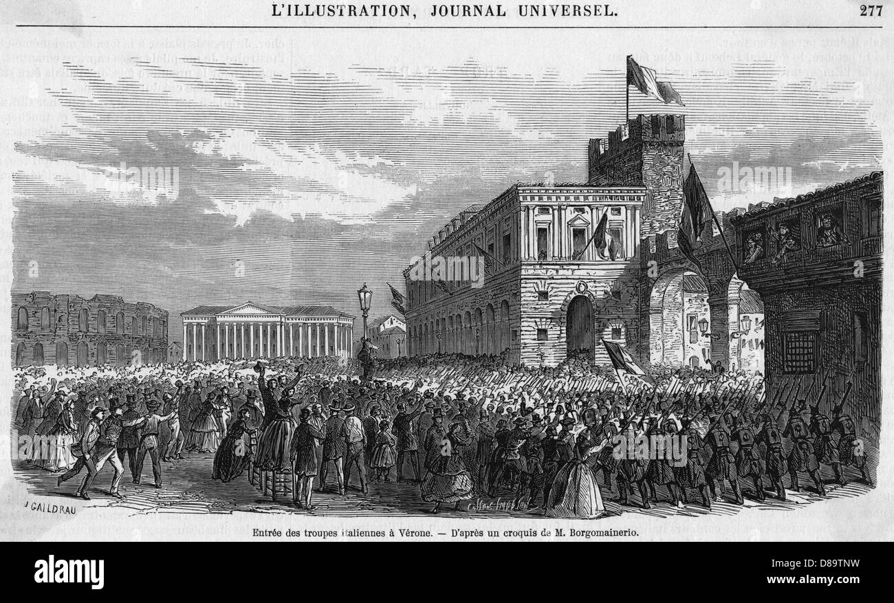 ITALIENER KOMMEN NACH VERONA Stockfoto