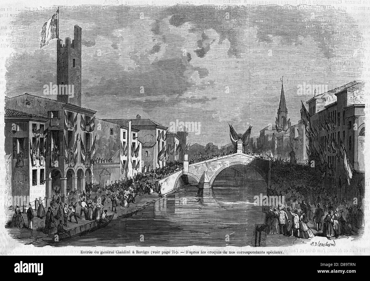 ITALIENER KOMMEN NACH ROVIGO Stockfoto