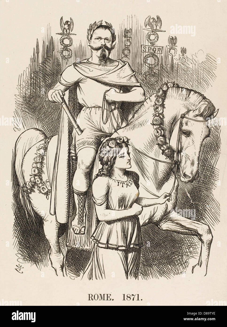 Cartoon, Rom. 1871. (Italienische Vereinigung) Stockfoto
