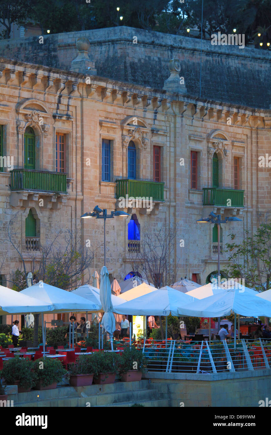 Malta, Valletta, Uferpromenade, Cafés, Restaurants, Stockfoto