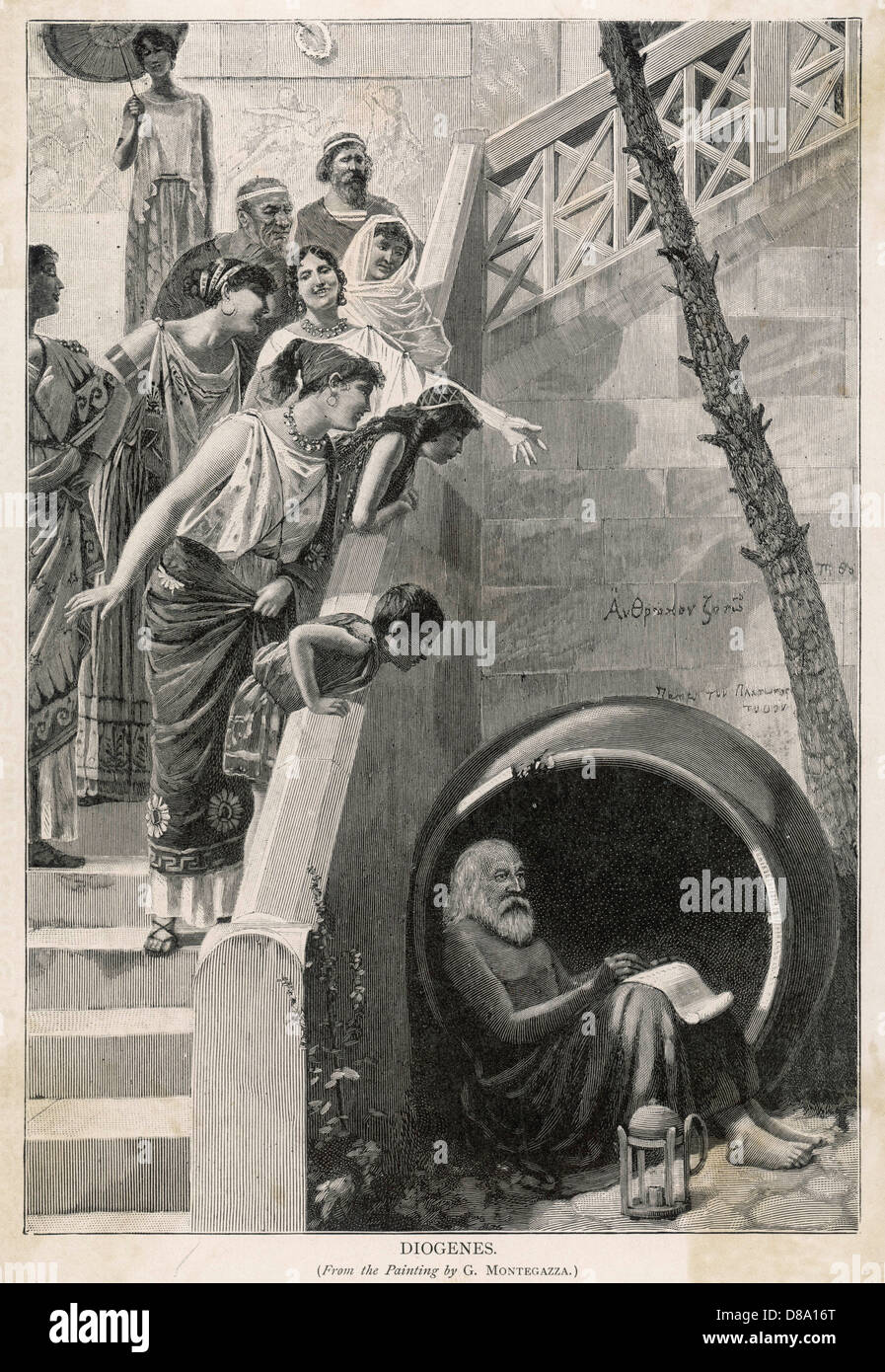 DIOGENES IN SEINEM FASS Stockfoto