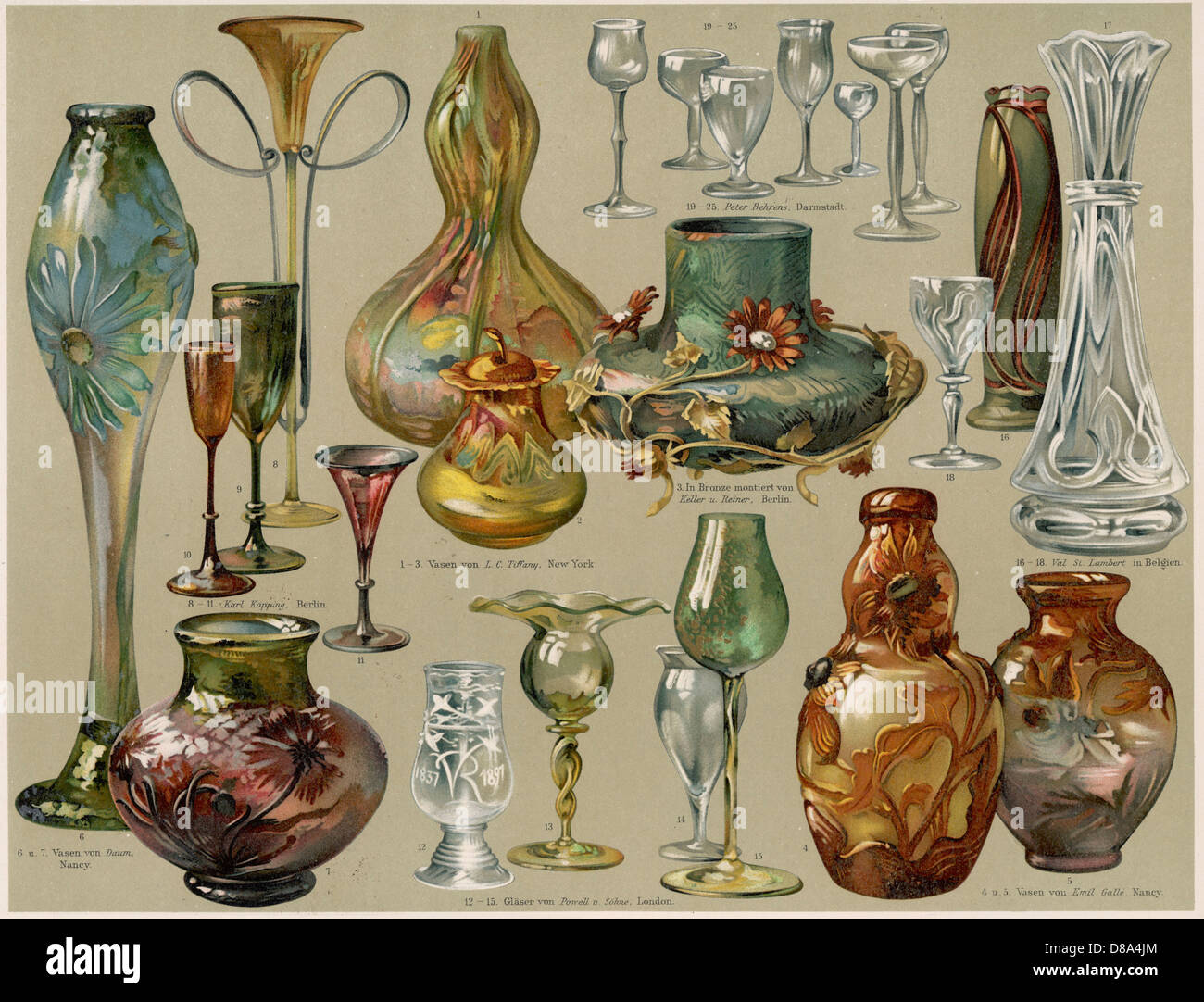 Kunst Nouveau Glaswaren Stockfoto