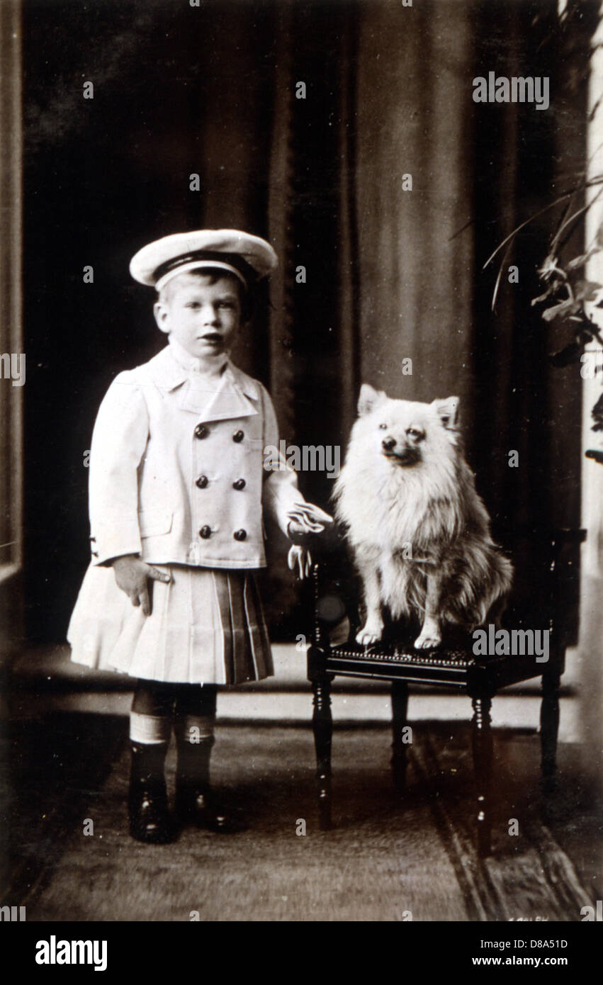 König George VI. Und sein Haustier Spitz Stockfoto