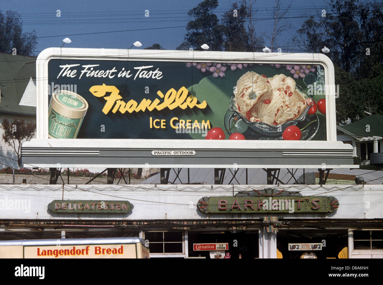 Franilla Ice Cream Billboard ca. 1950er Jahre Stockfoto