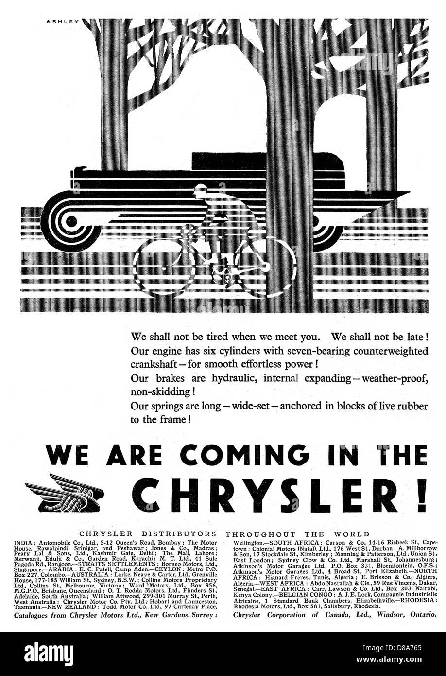 CHRYSLER-WERBESPOT 1929 - 1 Stockfoto