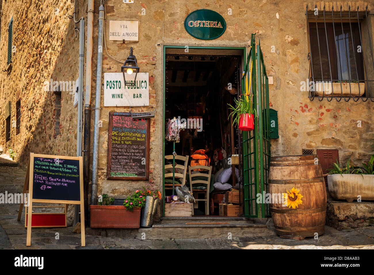 Osteria in Castiglione della Pescaia, Toskana, Italien Stockfotografie