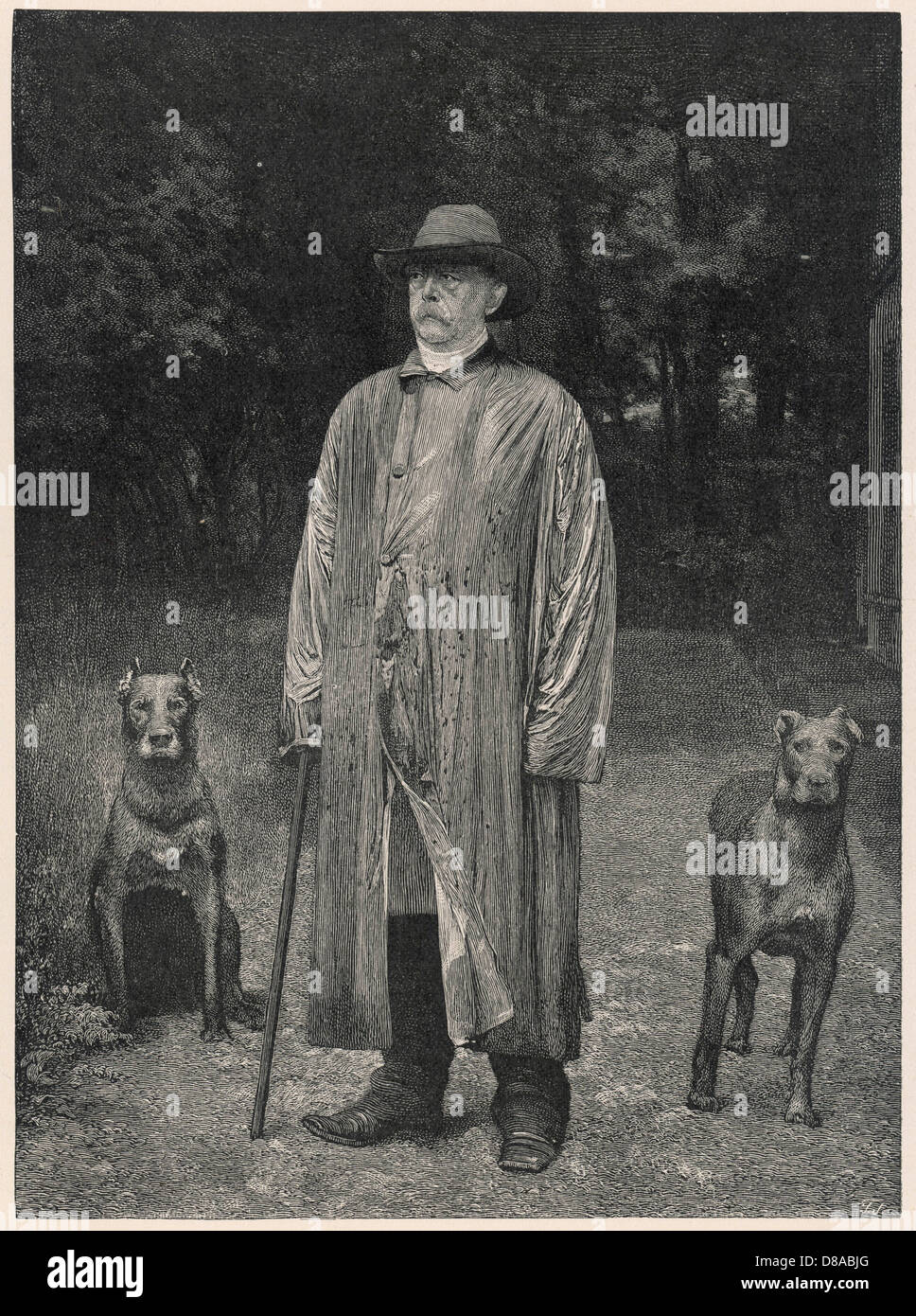 BISMARCK MIT HUNDEN 1887 Stockfoto
