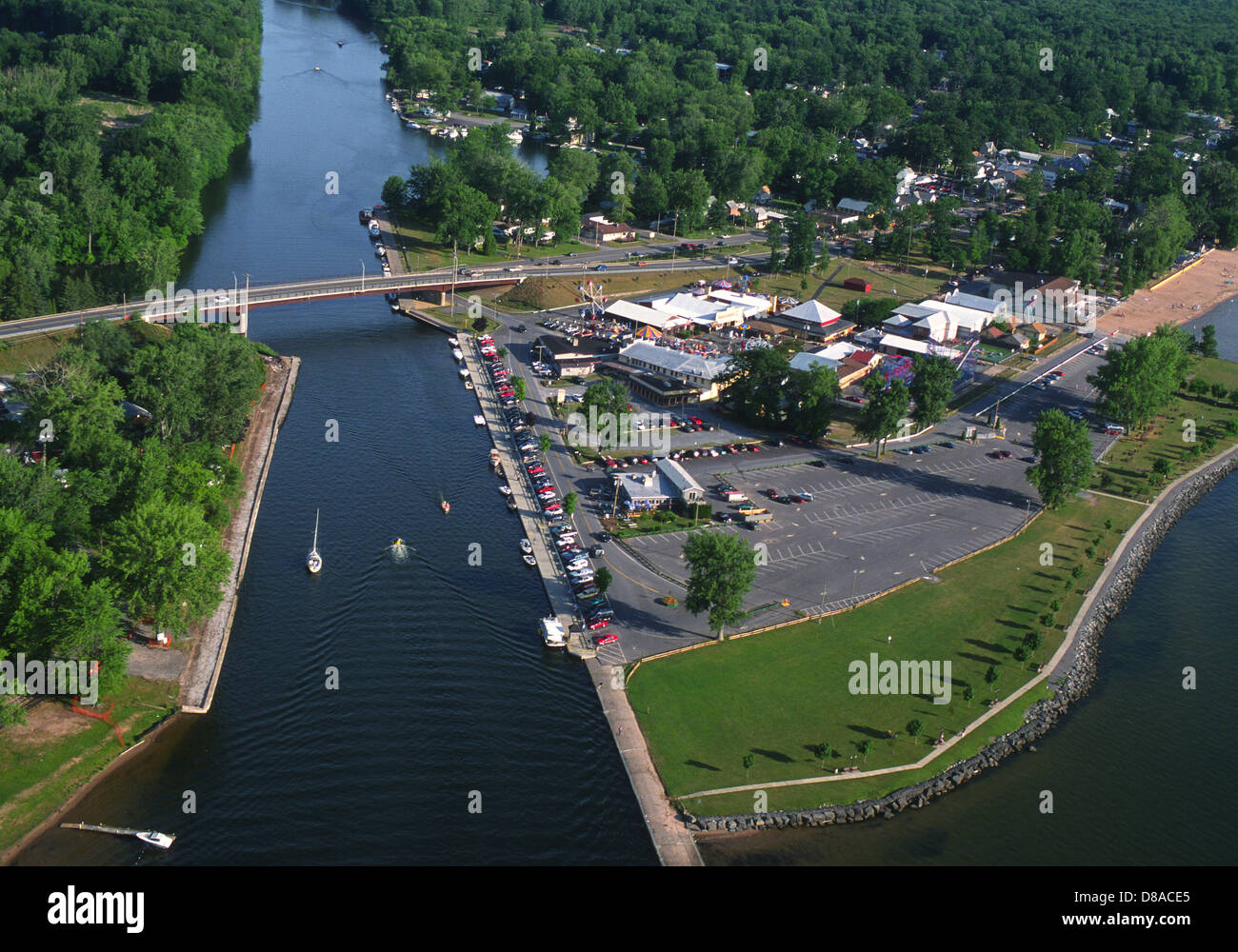 Luftaufnahme des Eriekanals, Bribie NY. Stockfoto