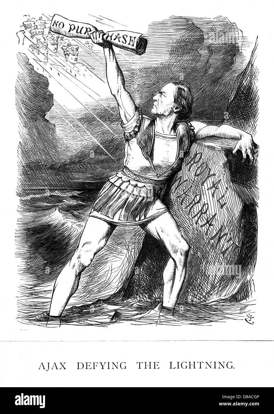Cartoon, Ajax Defying the Lightning (Gladstone) Stockfoto