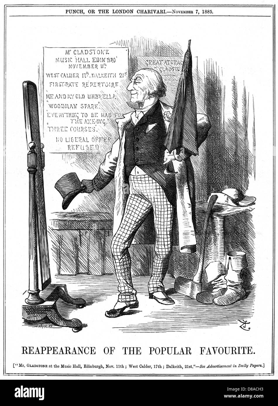 Cartoon, Wiederauferstehung des beliebten Favoriten (Gladstone) Stockfoto