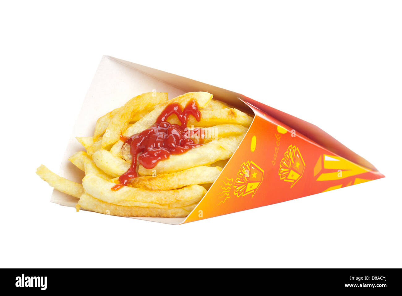 Kartoffeln Pommes frites in einem Weißbuch-Säckchen Stockfoto