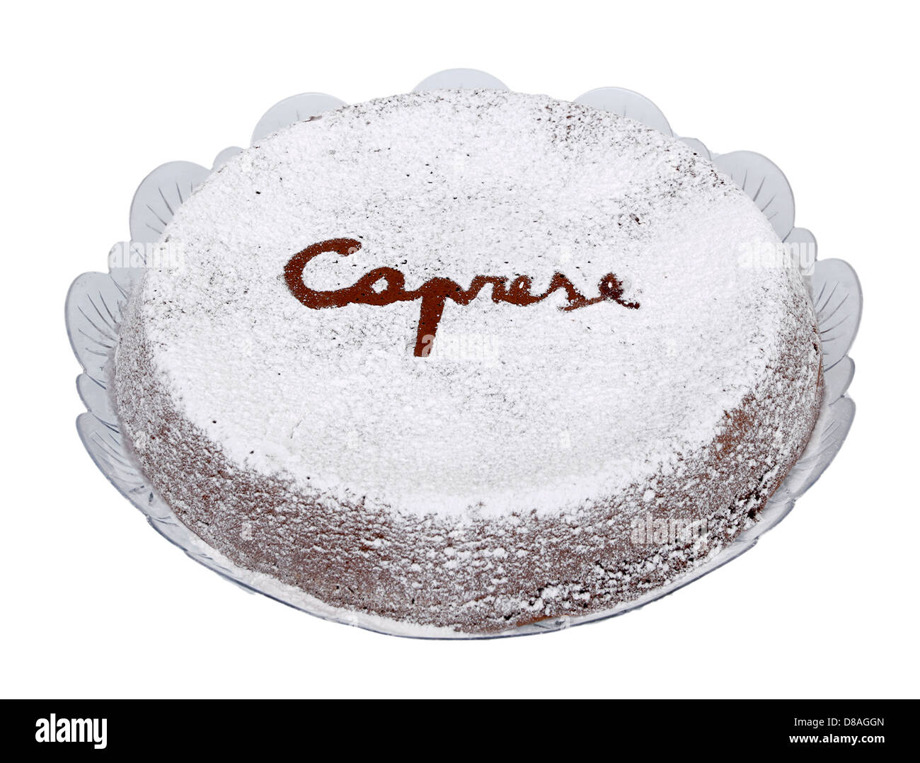 Eine typische italienische Kuchen-Torta Caprese gemacht von Schokolade und Mandeln Stockfoto