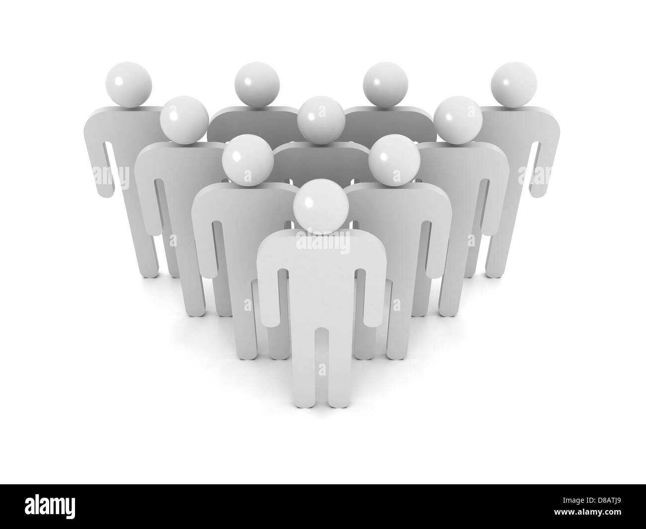 Personengruppe schematische grau auf weißem Hintergrund mit weichen Schatten. Menge Metapher, 3d illustration Stockfoto