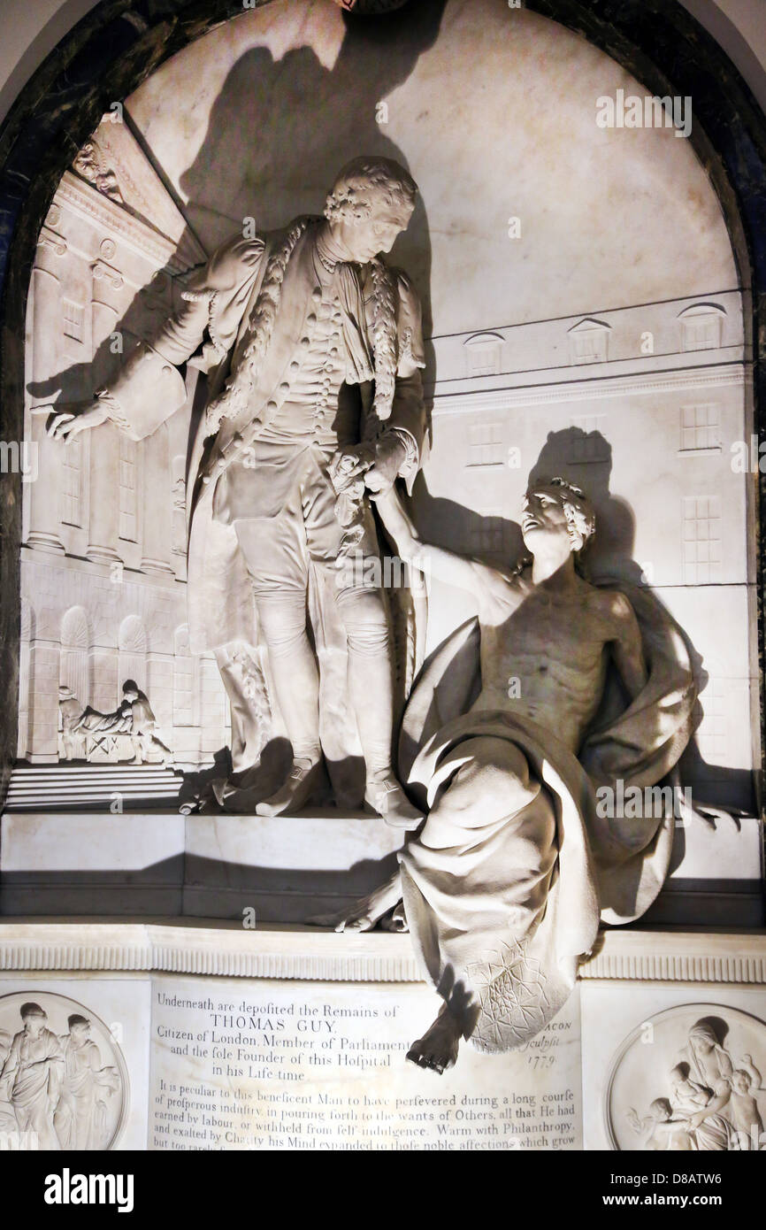 Southwark London-England-Mann-Kapelle aus dem 18. Jahrhundert Thomas Kerls Grab zeigt Marmorstatue von Thomas Mann 1644-1724 Stockfoto