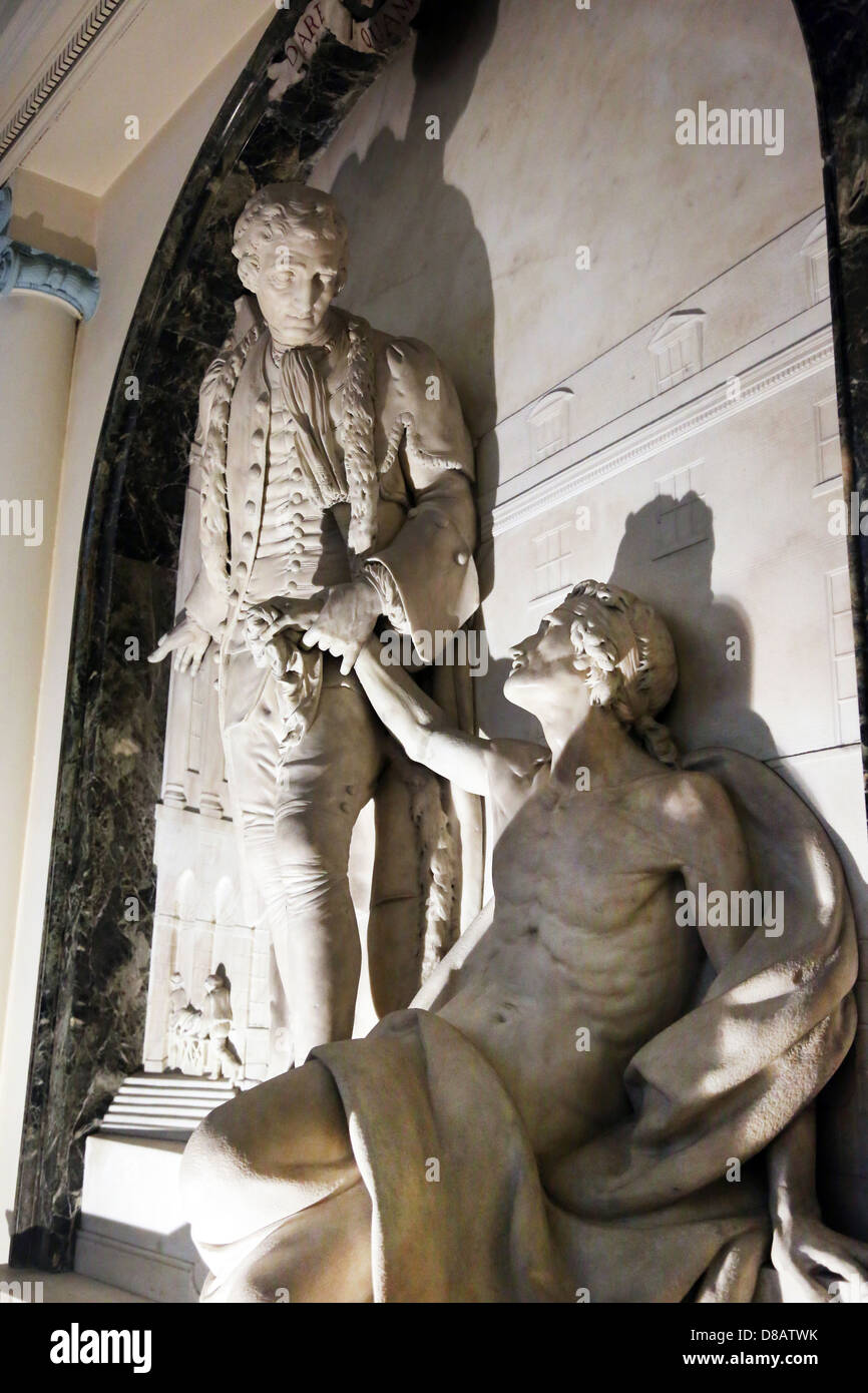 Southwark London-England-Mann-Kapelle aus dem 18. Jahrhundert Thomas Kerls Grab zeigt Marmorstatue von Thomas Mann 1644-1724 Stockfoto