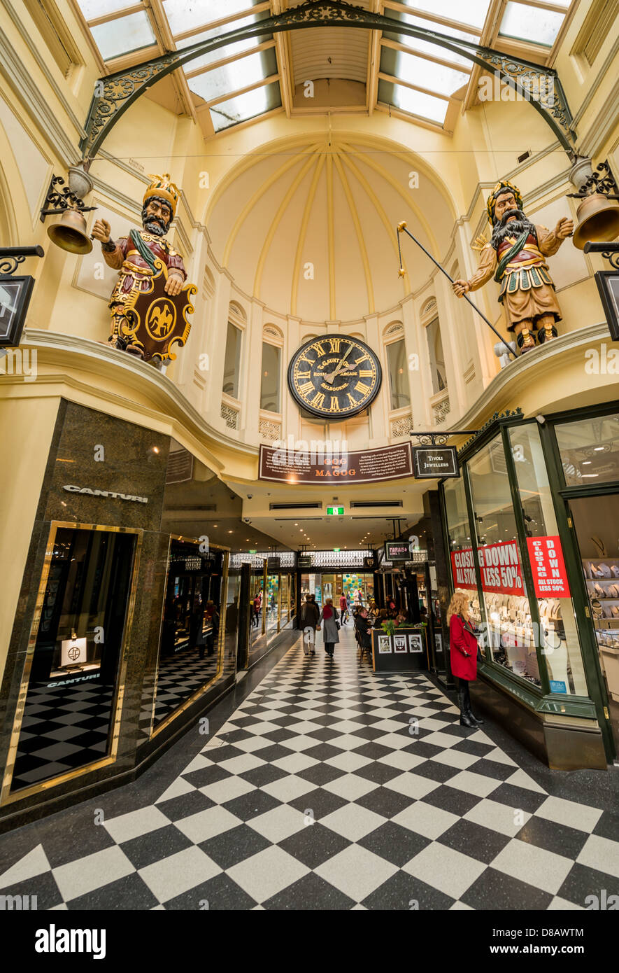 Die reich verzierten Royal Arcade in der Innenstadt von Melbourne Australien. Stockfoto