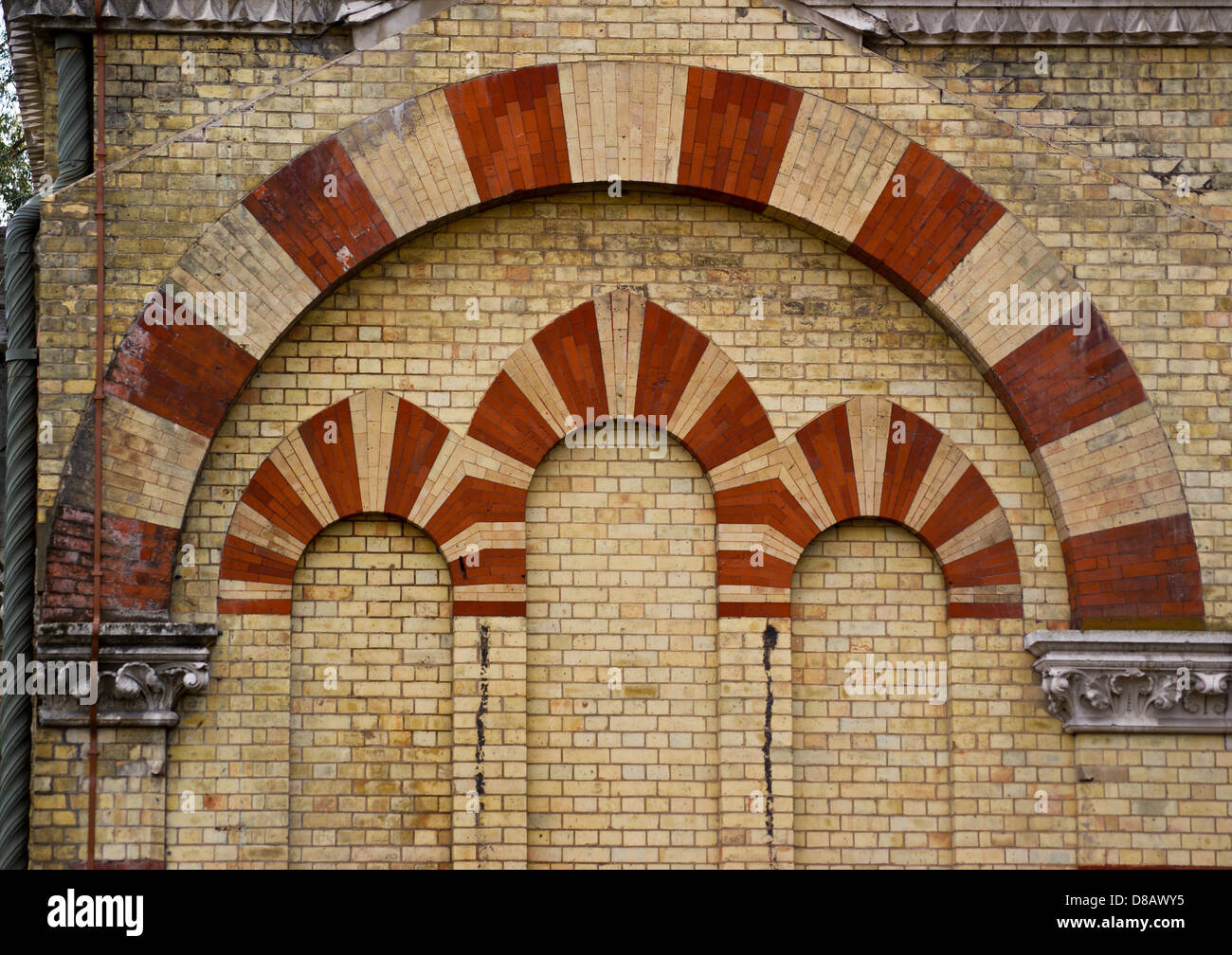 Mauerwerk Bögen, Abbey Mills Abwasser Pumpstation 1868 von Joseph Bazalgette und Edmund Cooper, Stratford, London, England Stockfoto