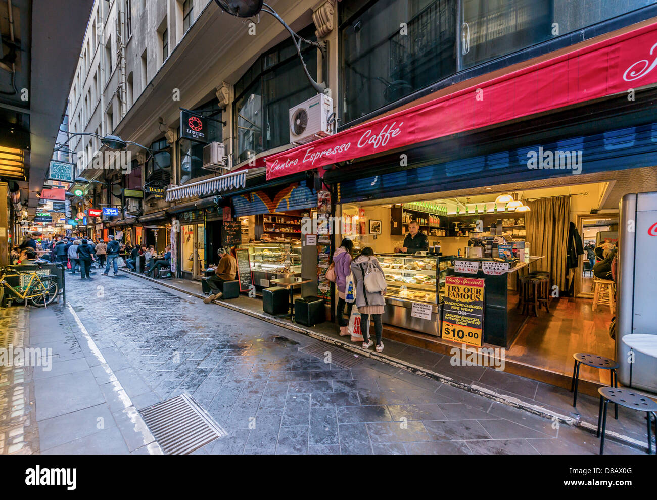 Melbourne-Café und Restaurant Hub Centre Place Stockfoto