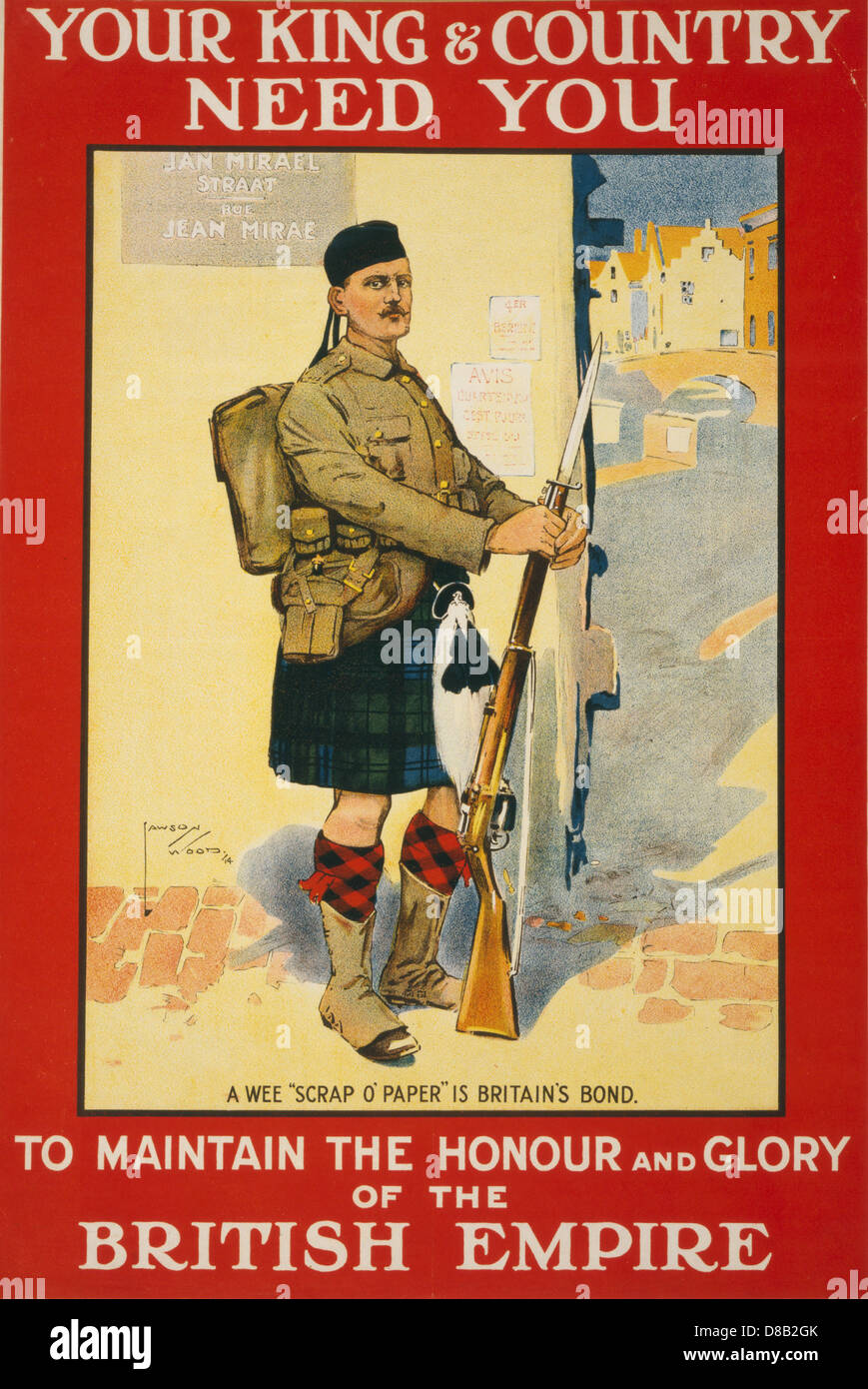 Ihr König & Land benötigen Sie weiterhin die Ehre und die Herrlichkeit des britischen Empire 1914 britische gewinnen Propaganda Stockfoto