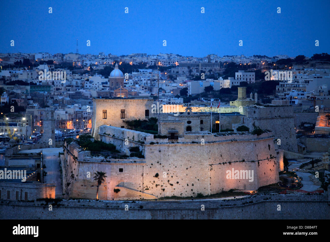 Malta, Vittoriosa, Birgu, Fort St. Angelo, Stockfoto