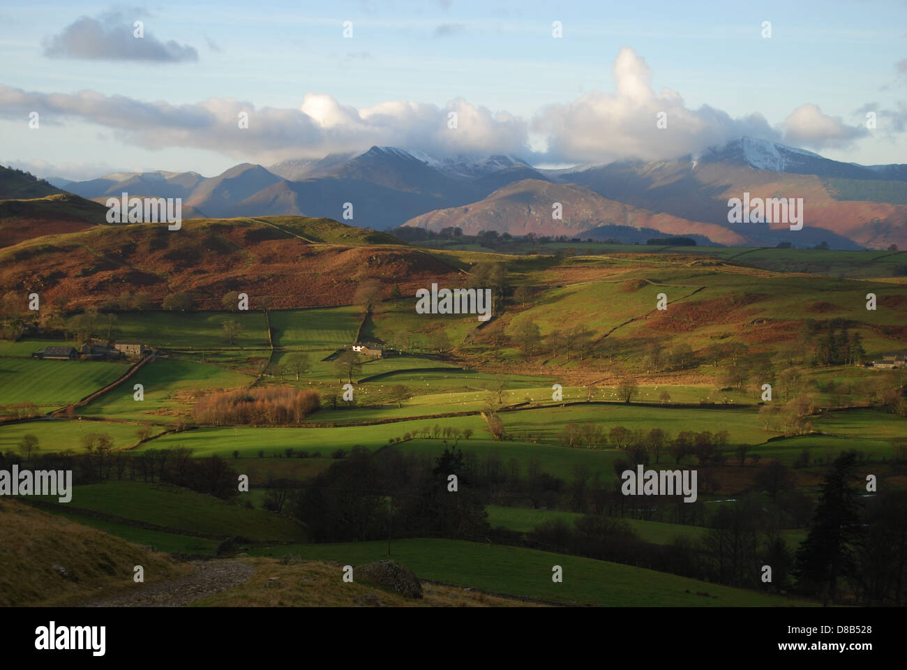 Am frühen Morgen Blick auf den Lake District. Stockfoto