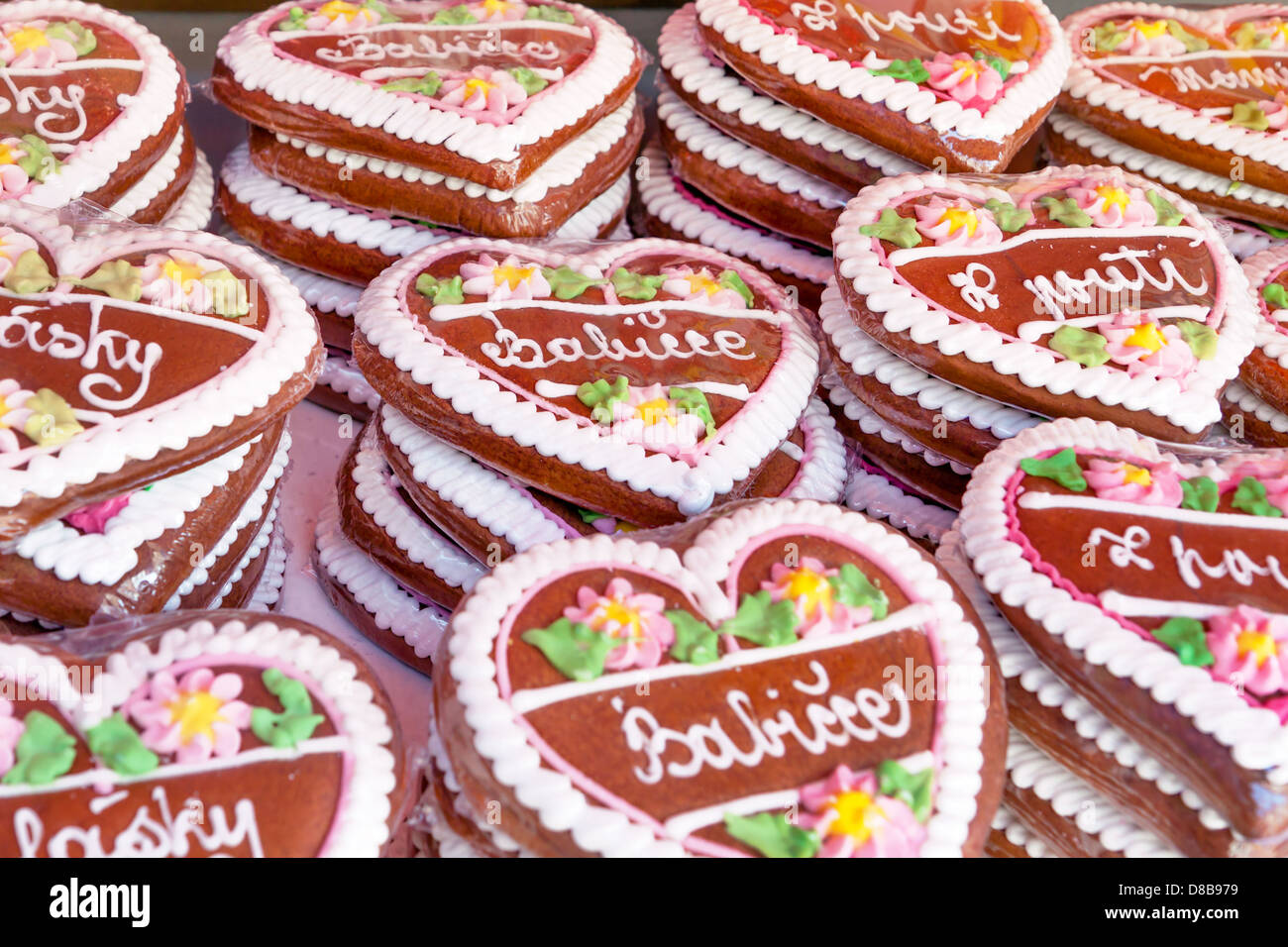 Lebkuchenherz auf Pilgerreise in Tschechien Stadt Chrudim Stockfoto