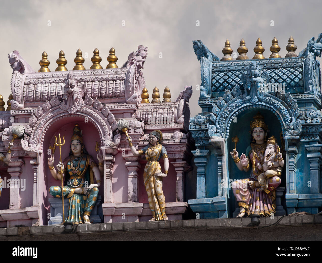 Sri Veeramakaliamman Tempel Gopuram Detail Stockfoto