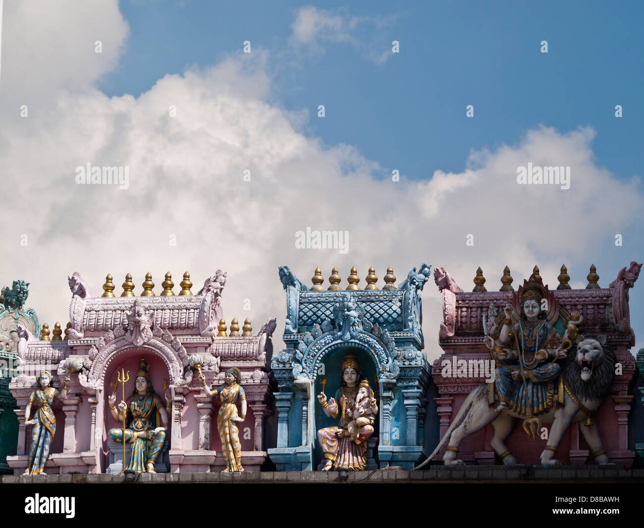 Sri Veeramakaliamman Tempel Gopuram Detail Stockfoto