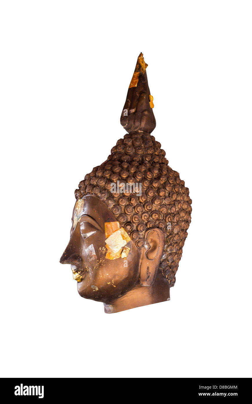 Isoliert - bronze-Buddha Kopf Stockfoto