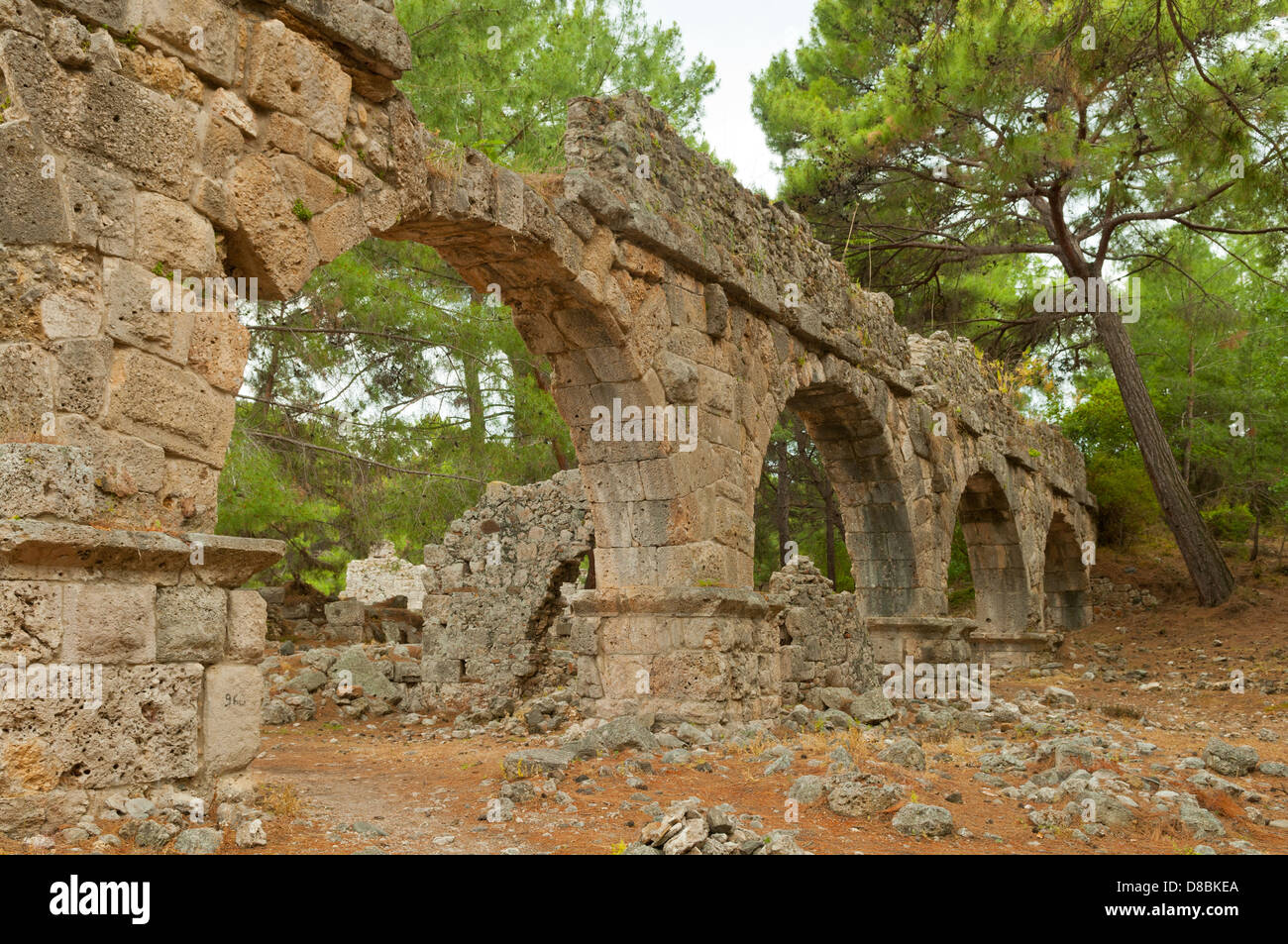 Aquädukt in Phaselis, in der Nähe von Antalya, Türkei Stockfoto