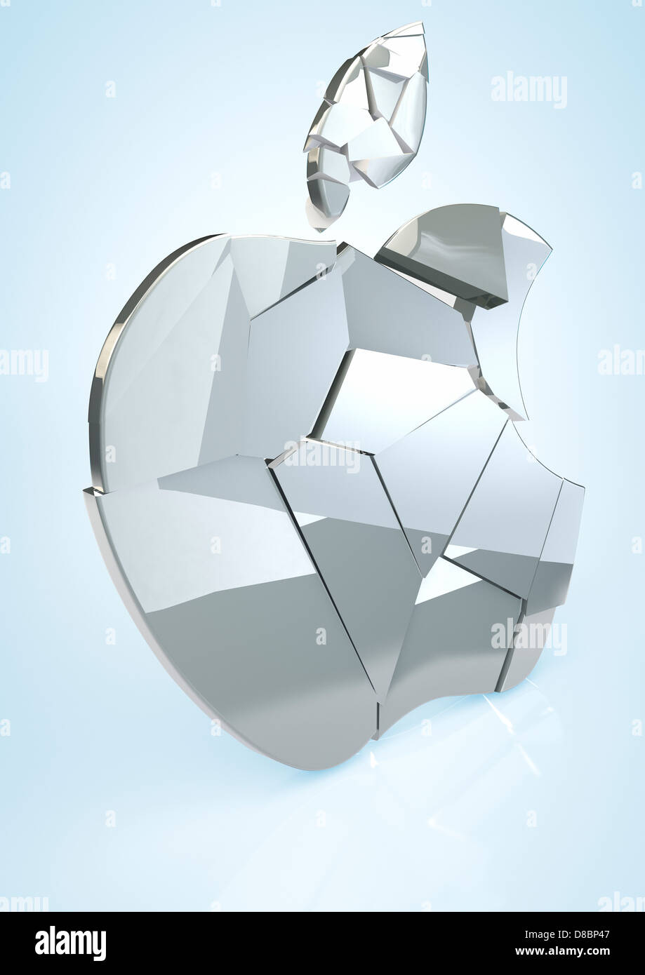 Zerbröckelnde Apple Logo - 3d-Konzept Stockfoto