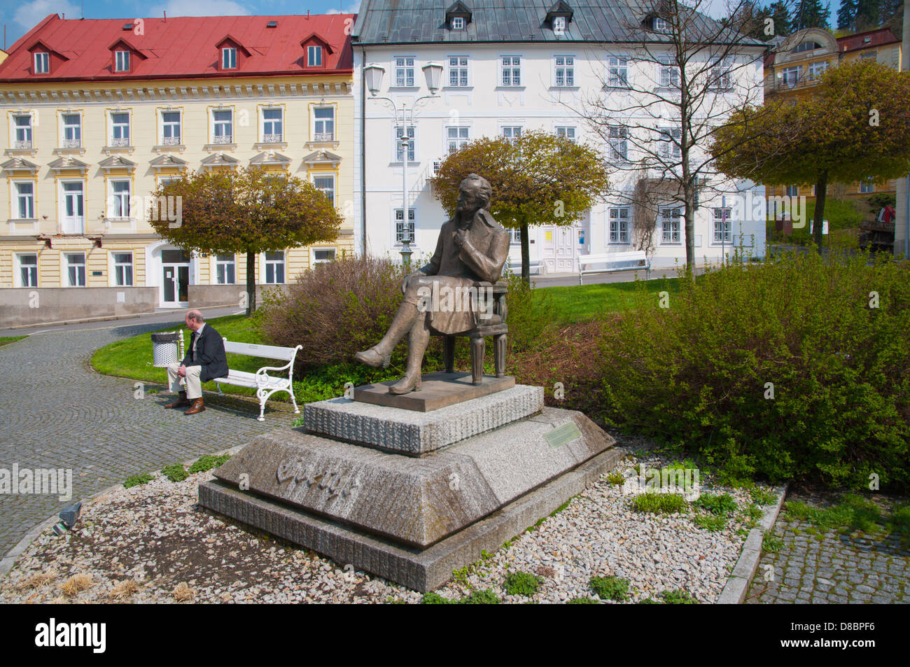 Goethovo Namesti Platz Marianske Lazne aka Marienbad Stadt Karlovy Vary Thermenregion Tschechische Republik Europa Stockfoto