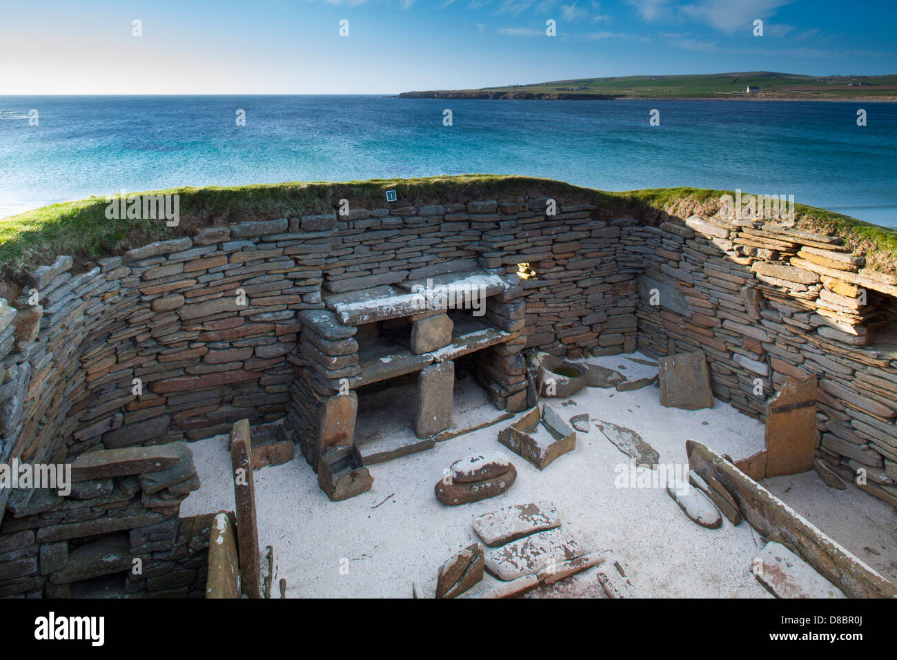 Skara Brae, ein Stein erbaute Siedlung aus der Jungsteinzeit, Orkney-Inseln Scotaldn Stockfoto