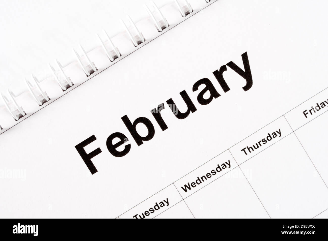 Kalender Monat Februar Stockfoto