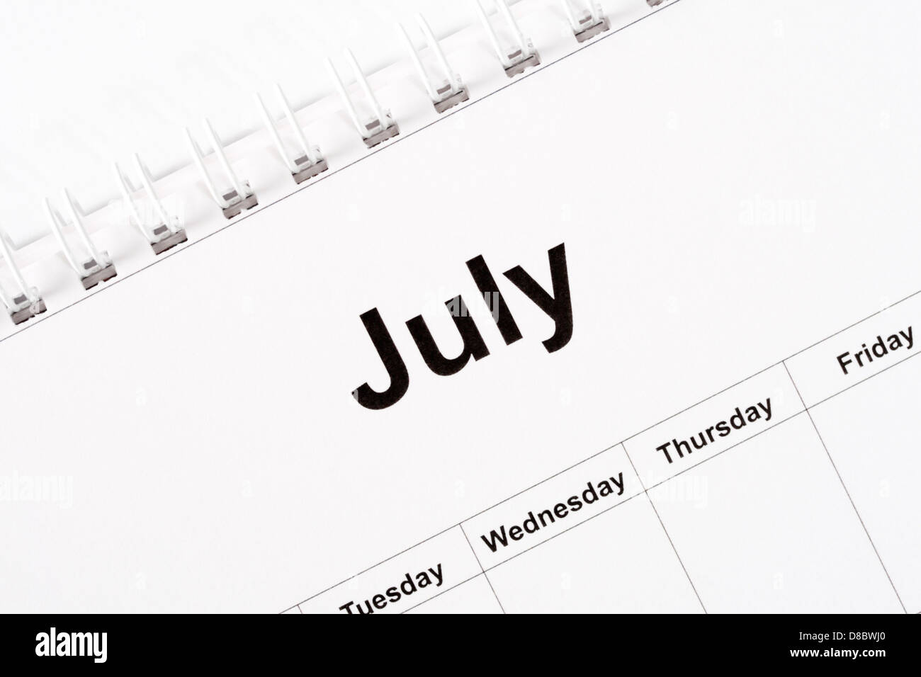 Kalender-Monat Juli Stockfoto
