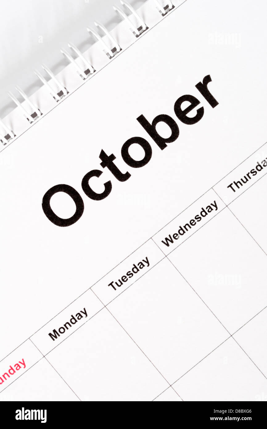 Kalender-Monat Oktober Stockfoto